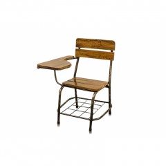 OLD STUDENT CHAIR IRON TEAK    - CHAIRS, STOOLS